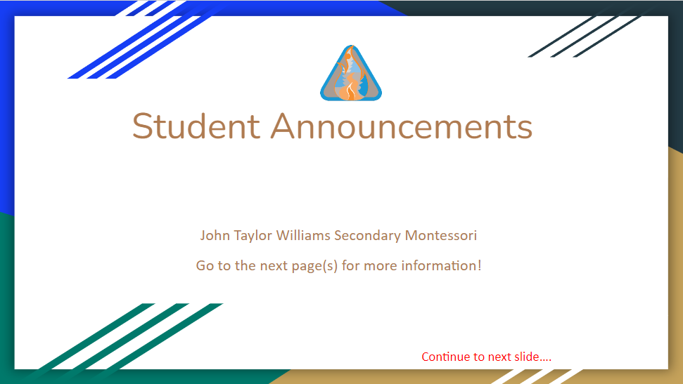  Student Announcement First slide
